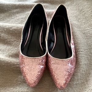 Pink sequin flats